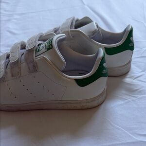 adidas White Sneakers with Green Heel Patch